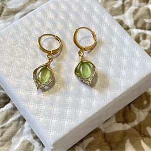 Exquisite Opal Earrings Women's Luxury Water Drop Shape Gems Earrings
